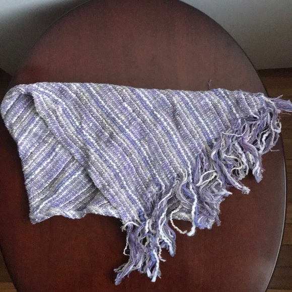 Handmade Knitted Neck Scarf Lavender and white - Picture 4 of 5